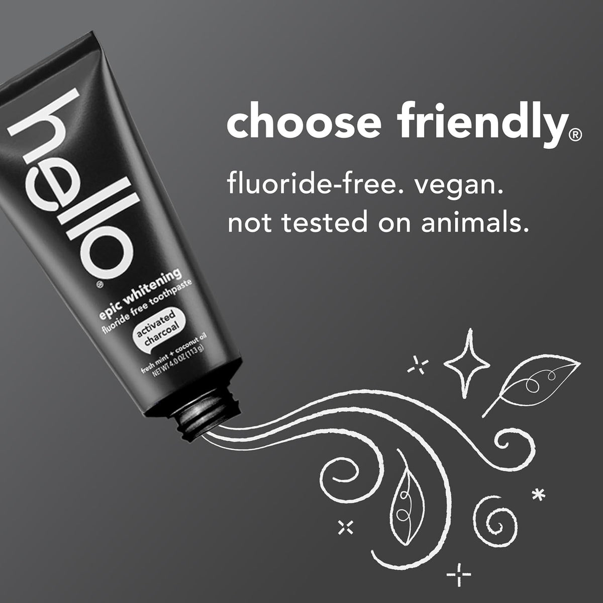 Activated Charcoal Toothpaste Fluoride-Free 4 oz Fresh Mint - Vegan & Gentle