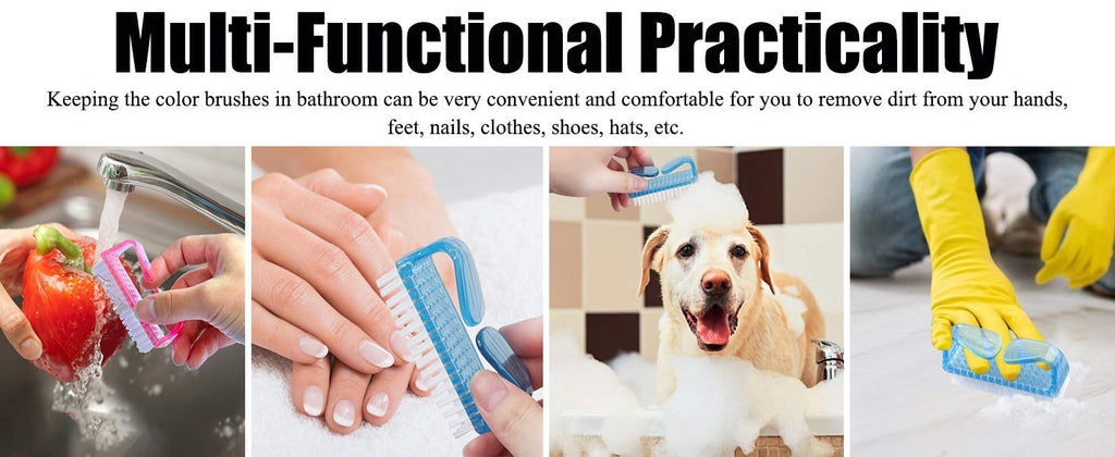 Handle Grip Nail Brush Set - Fingernail & Foot Cleaning Brushes, 4+1 Colors