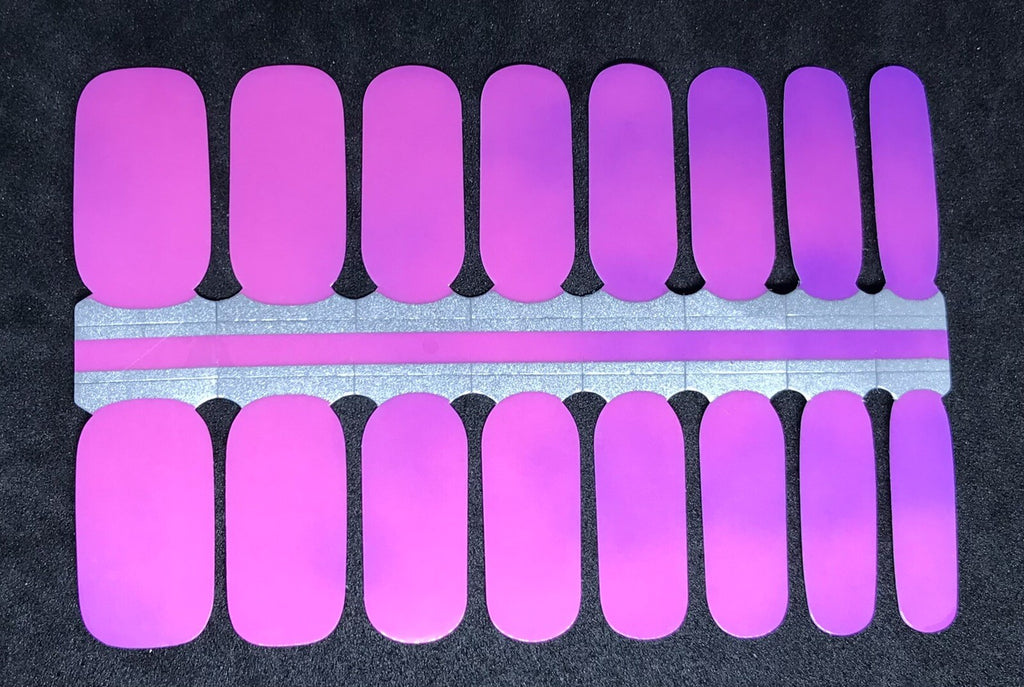Color Nail Polish Strips 16-Pack Thermal Purple Pink Nail Wraps