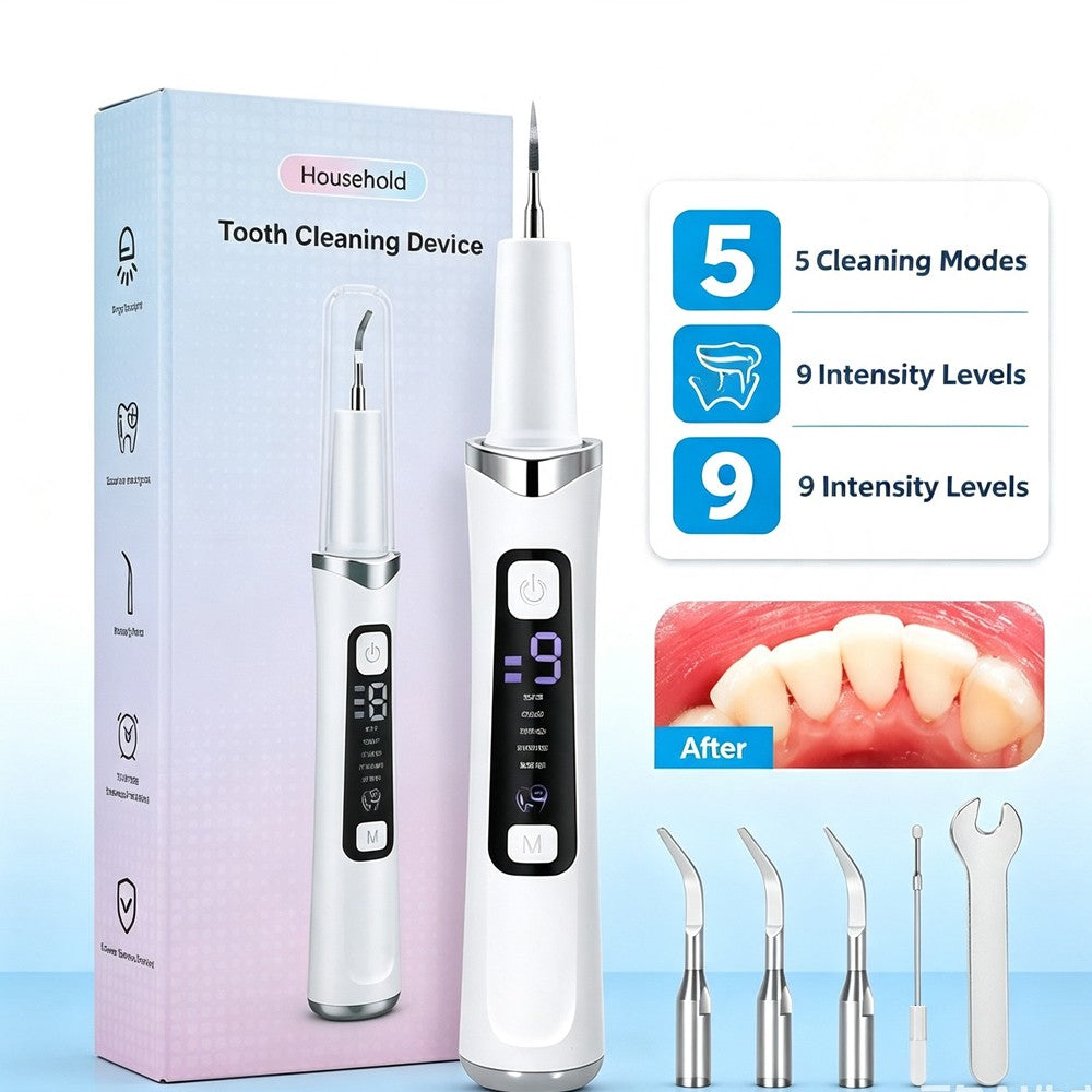 Electric Dental Scaler Tartar & Plaque Remover for Teeth Cleaning, Rechargeable with LED Light & 5 Modes