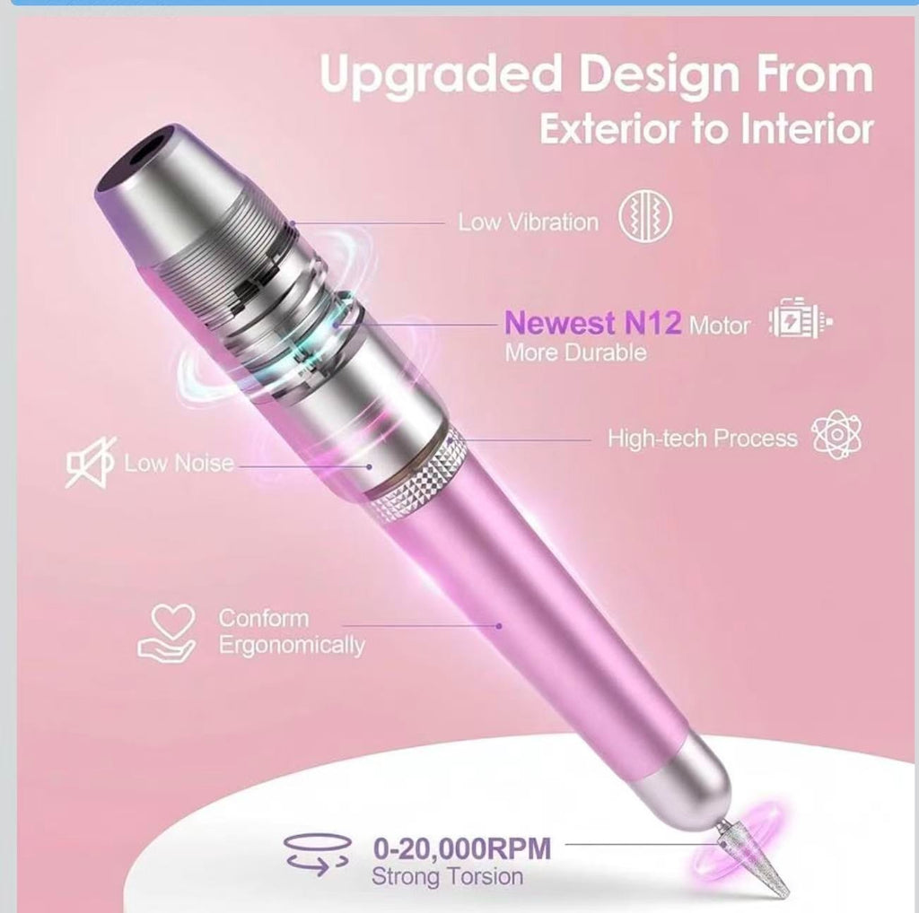 USB Electric Nail Drill for Acrylic Gel Nails Portable Manicure Tool