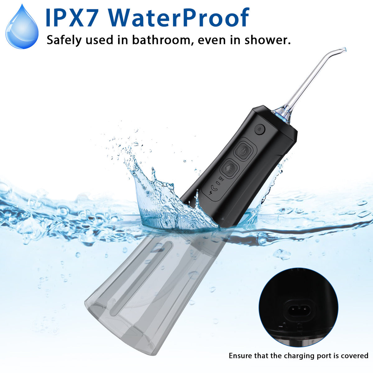 Cordless Oral Water Flosser with 7 Jet Tips & 3 Modes - High Pressure Dental Irrigator