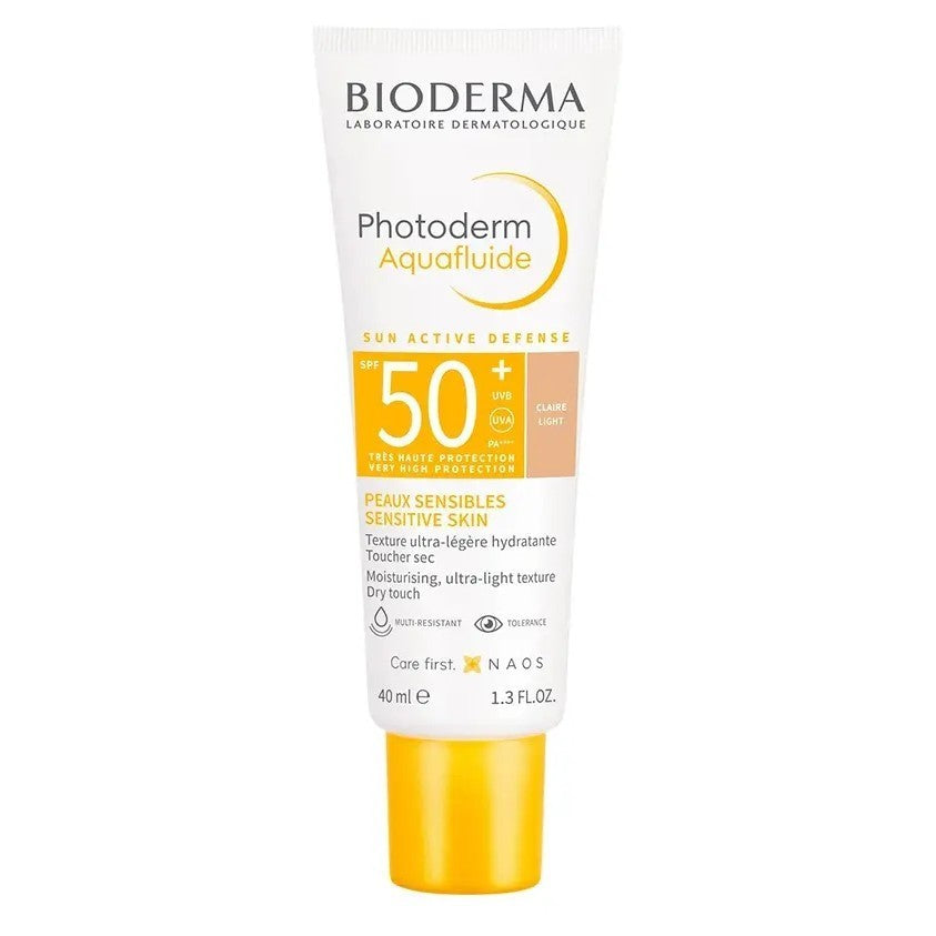 Bioderma SPF 50+ Tinted Light Sunscreen Aquafluide 40ml - Water-Resistant, Oil-Free, Fragrance-Free