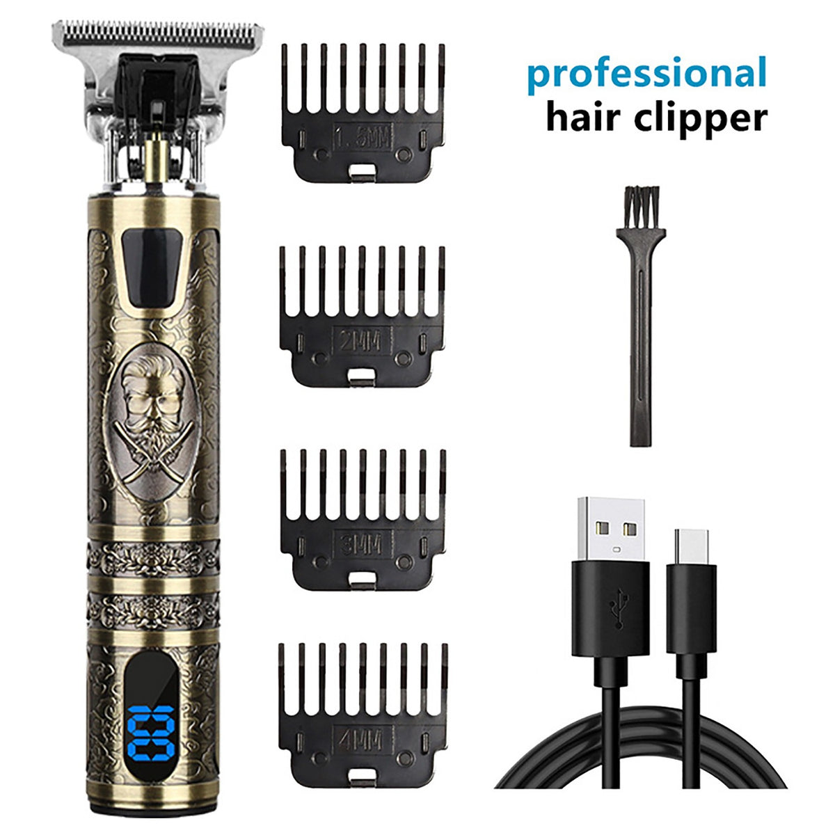 Cordless Men Beard & Hair Trimmer Set with USB Charging, Waterproof