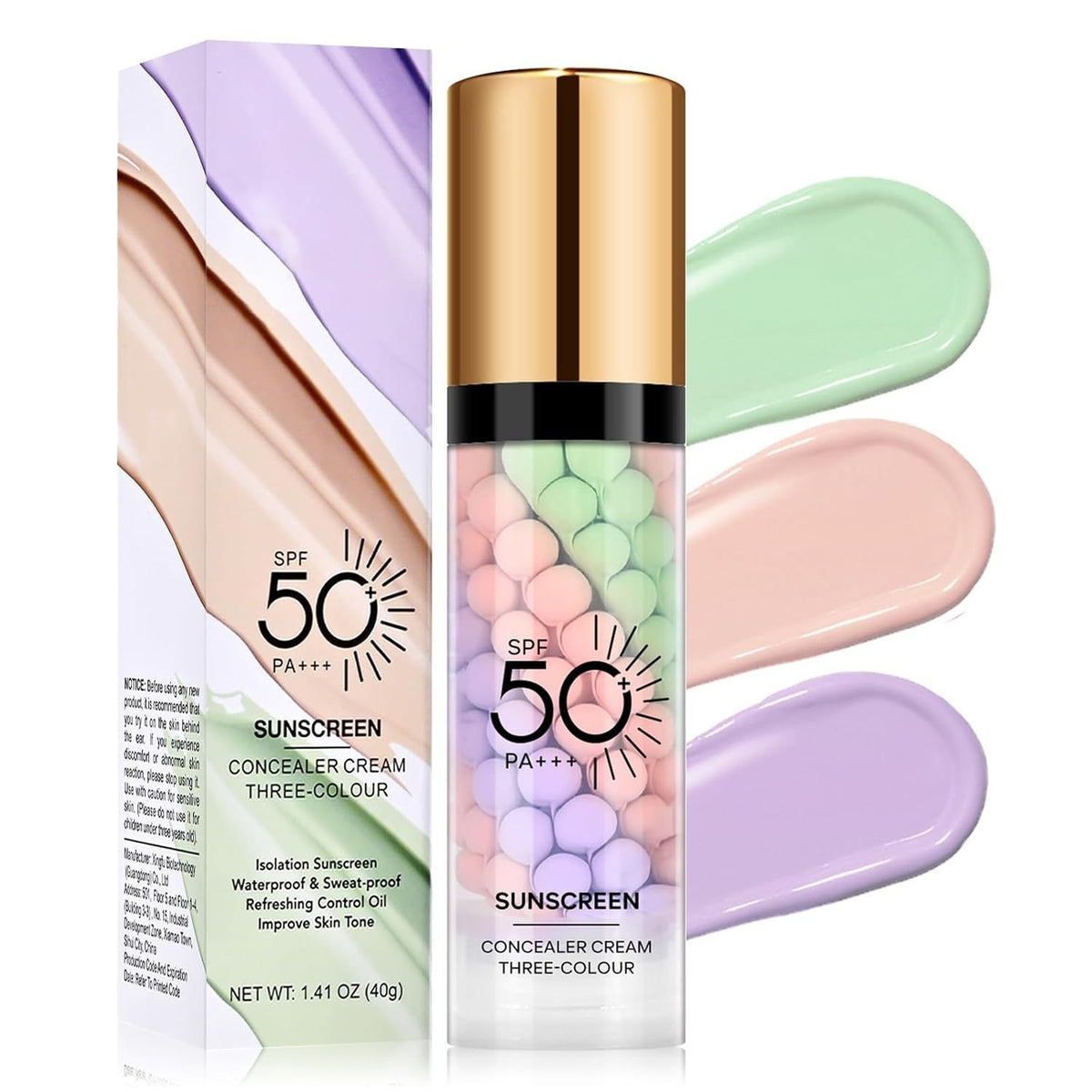 SPF 50 Color Correcting Sunscreen Face Cream Hydrating Primer