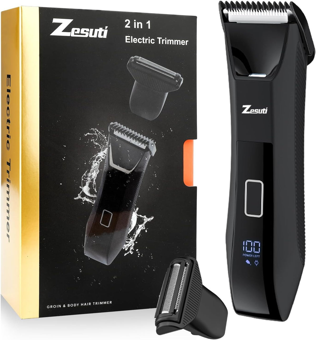 Men's 2-in-1 Body & Groin Hair Trimmer Waterproof Rechargeable Grooming Kit