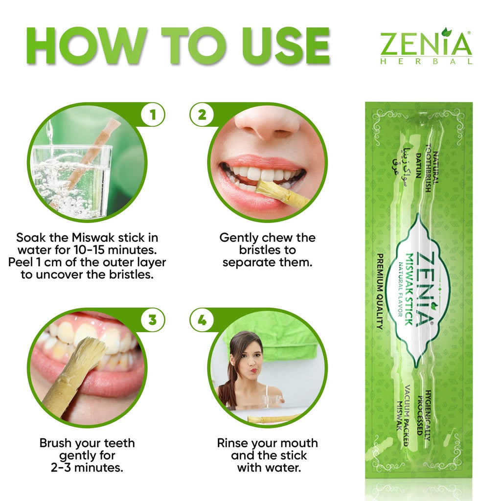 Natural Miswak Toothbrush - Traditional Oral Care, Eco-Friendly, 6-inch Vacuum Sealed Sticks