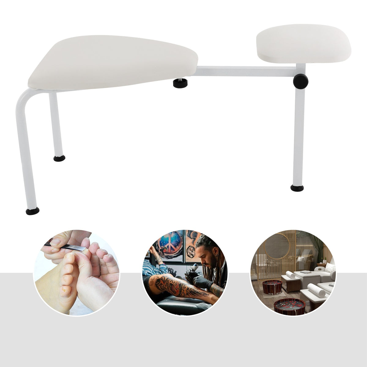 Adjustable Pedicure Stool with Foot Rest for Nail Salon & Spa
