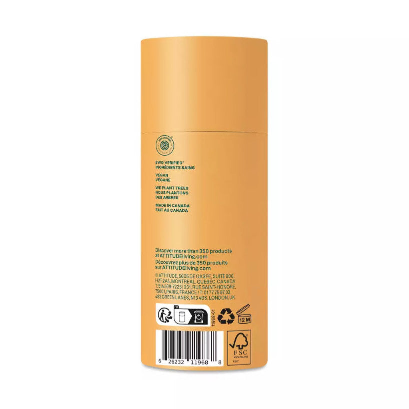 Attitude Super Leaves Natural Aluminum-Free Deodorant with Orange Blossom & Eucalyptus - Vegan, Plastic-Free, 2.64 oz (Pack of 2)