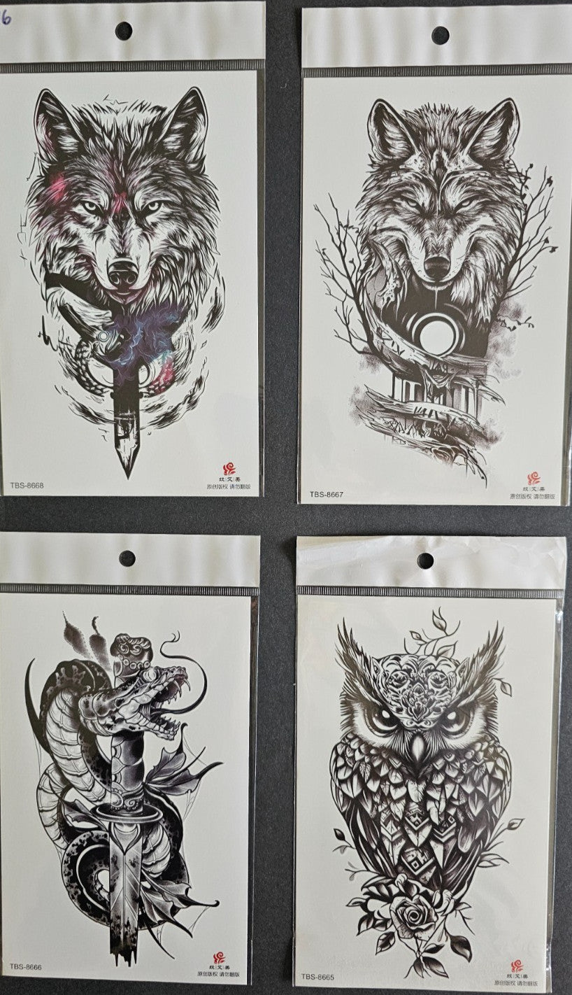 Temporary Tattoos 4 Sheet Premium Middle Half Arm Waterproof 5–7 Days