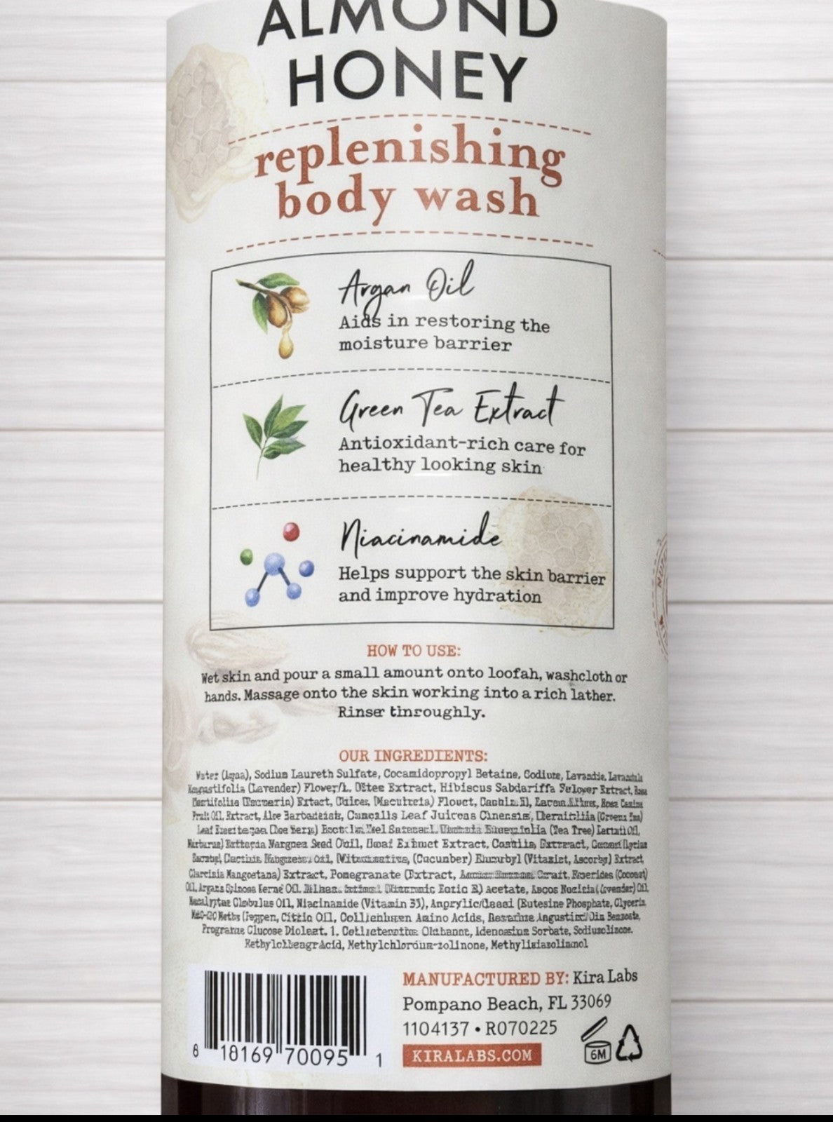 Almond Honey Body Wash with Argan Oil & Green Tea - Replenishing 32oz