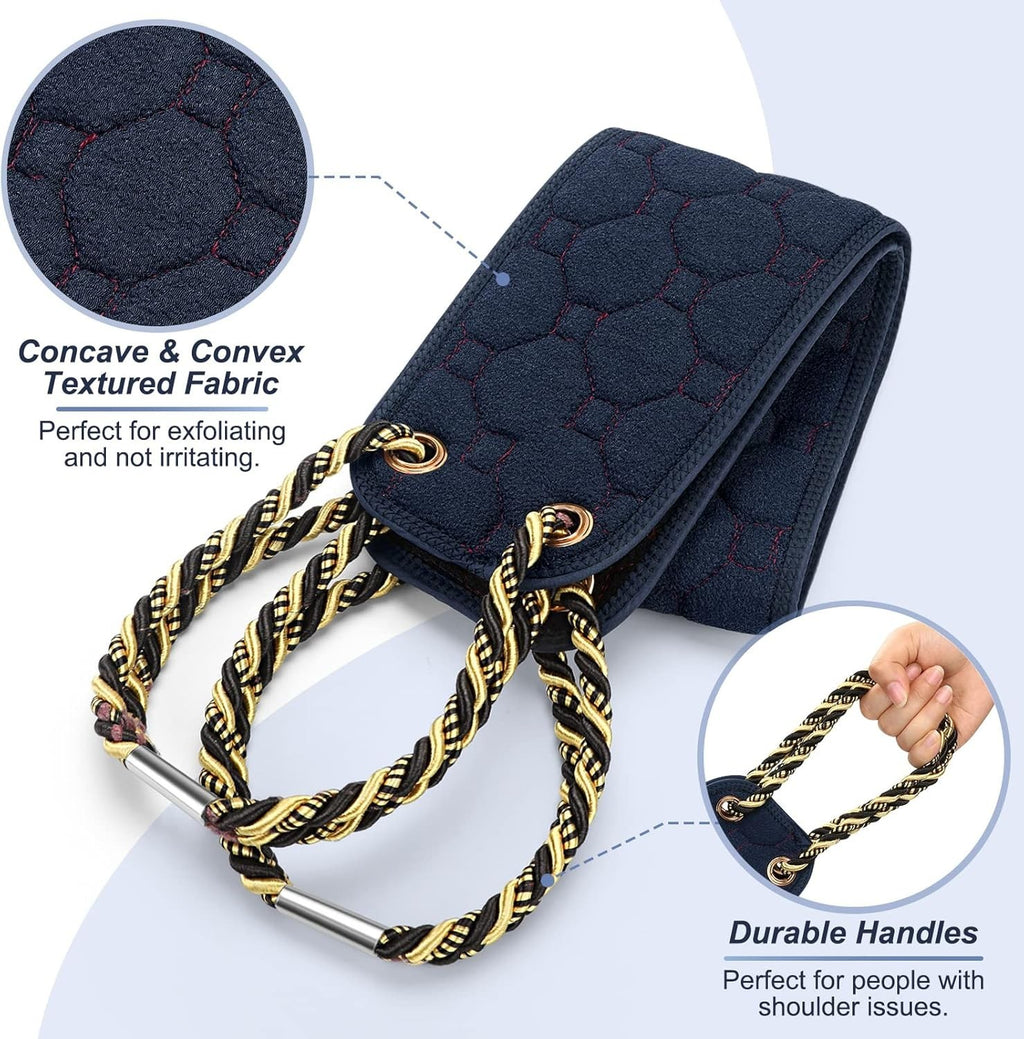 Long Exfoliating Back Scrubber with Handles - Double-Sided 38.5 Inch