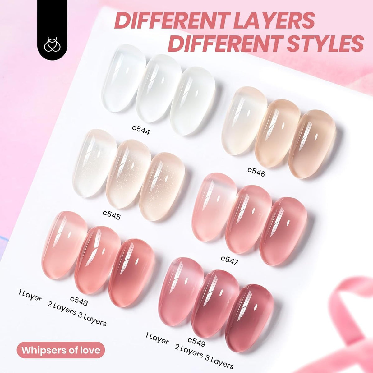 Gel Nail Polish Set - 6 Sheer Milky Pink Nude Jelly Colors for Long-Lasting Manicure