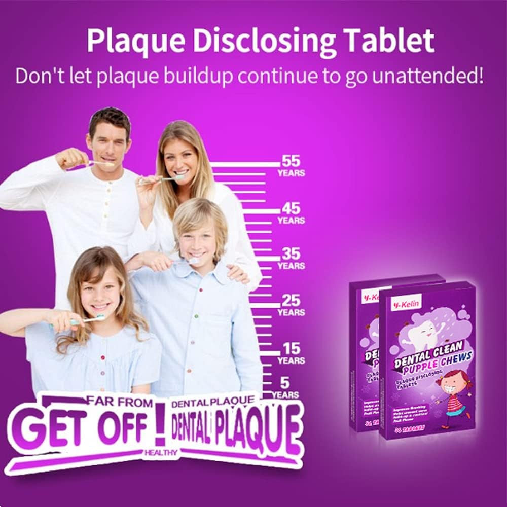 Dental Plaque Disclosing Tablets 36 Count - Color Revealing for Kids & Adults