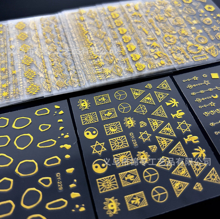 Gold Nail Art Sticker Decals Set - 30 Sheets for Manicure & Nail Design