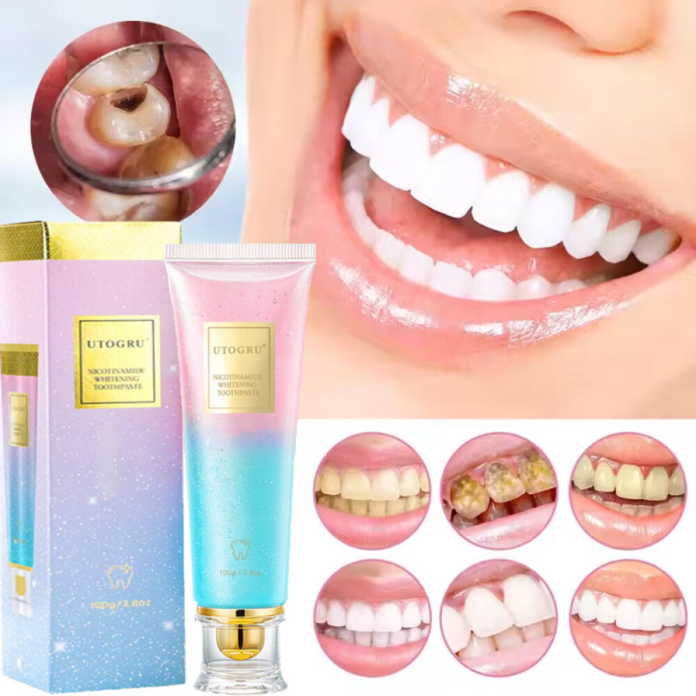 Nicotinamide Whitening Toothpaste for Brightening & Fresh Breath - 2X Pack 100g