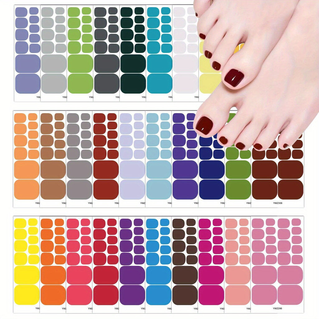 Solid Color Nail Polish Stickers & Toenail Stickers Set for Women