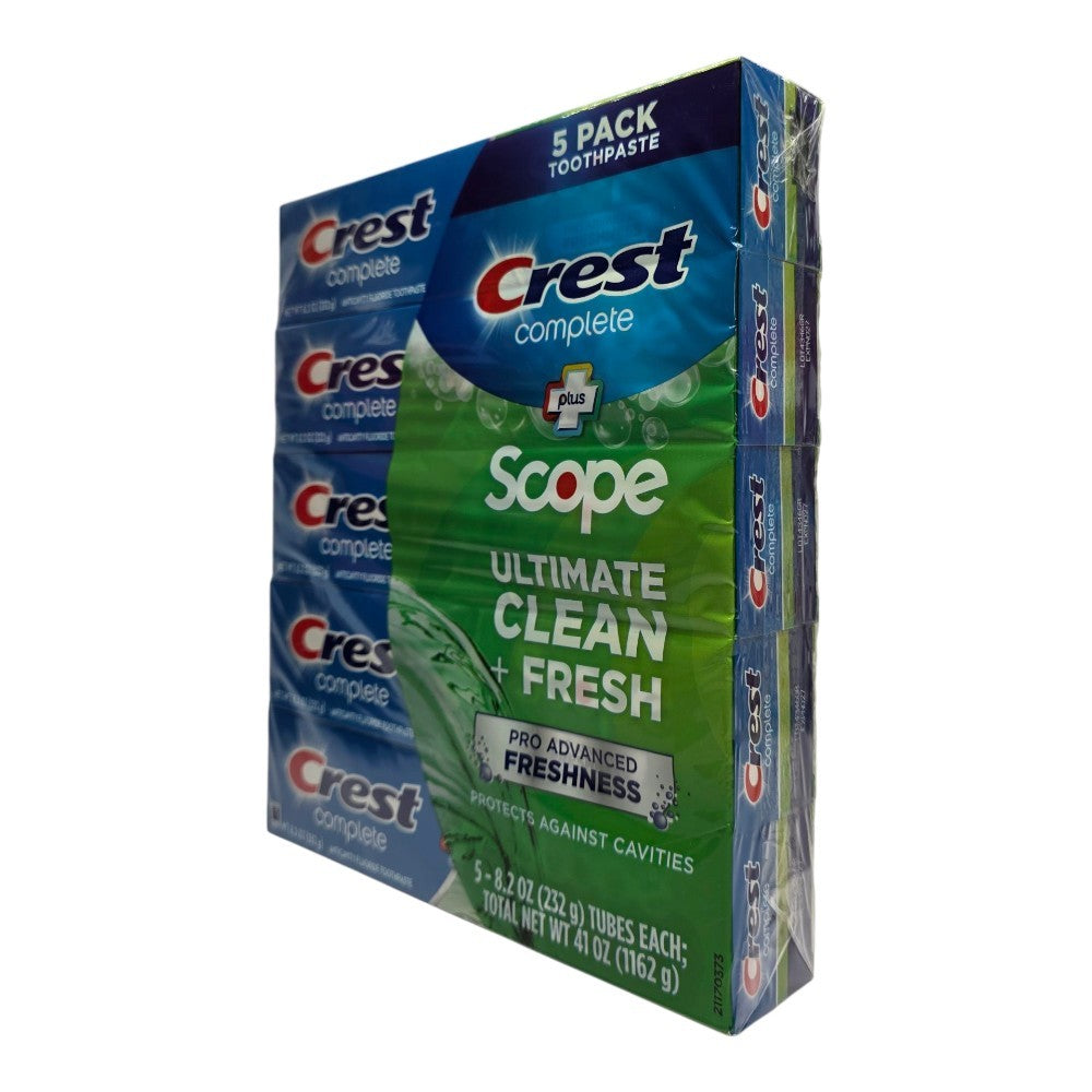 Crest Complete Toothpaste Plus Scope Active Foam 8.2 Oz 5 Pack - Fresh Breath & Whitening