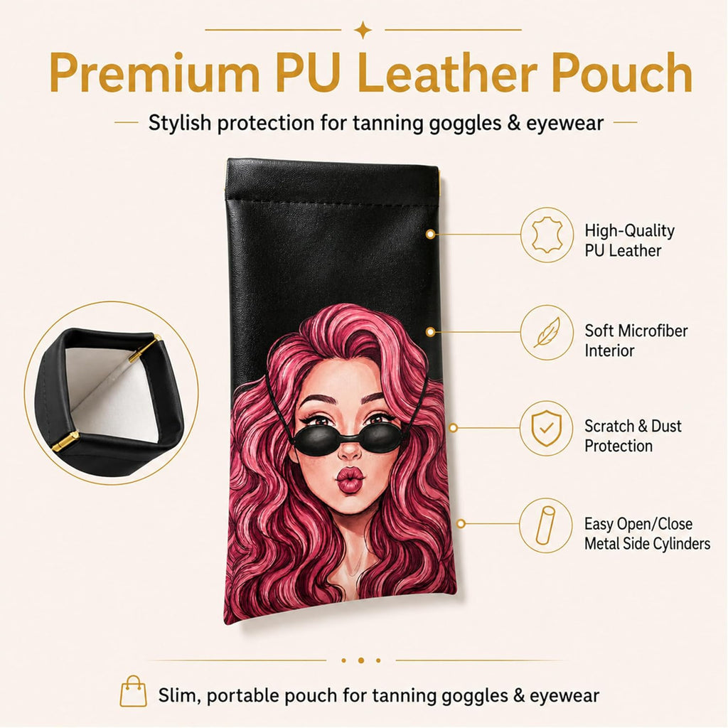 See-Through Tanning Goggles for Red Light Therapy & Tanning Beds with Storage Pouch