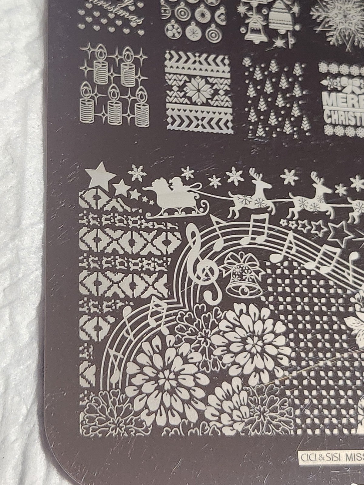 Large Nail Stamping Plate - Miss Xmas Reindeer Holiday Design