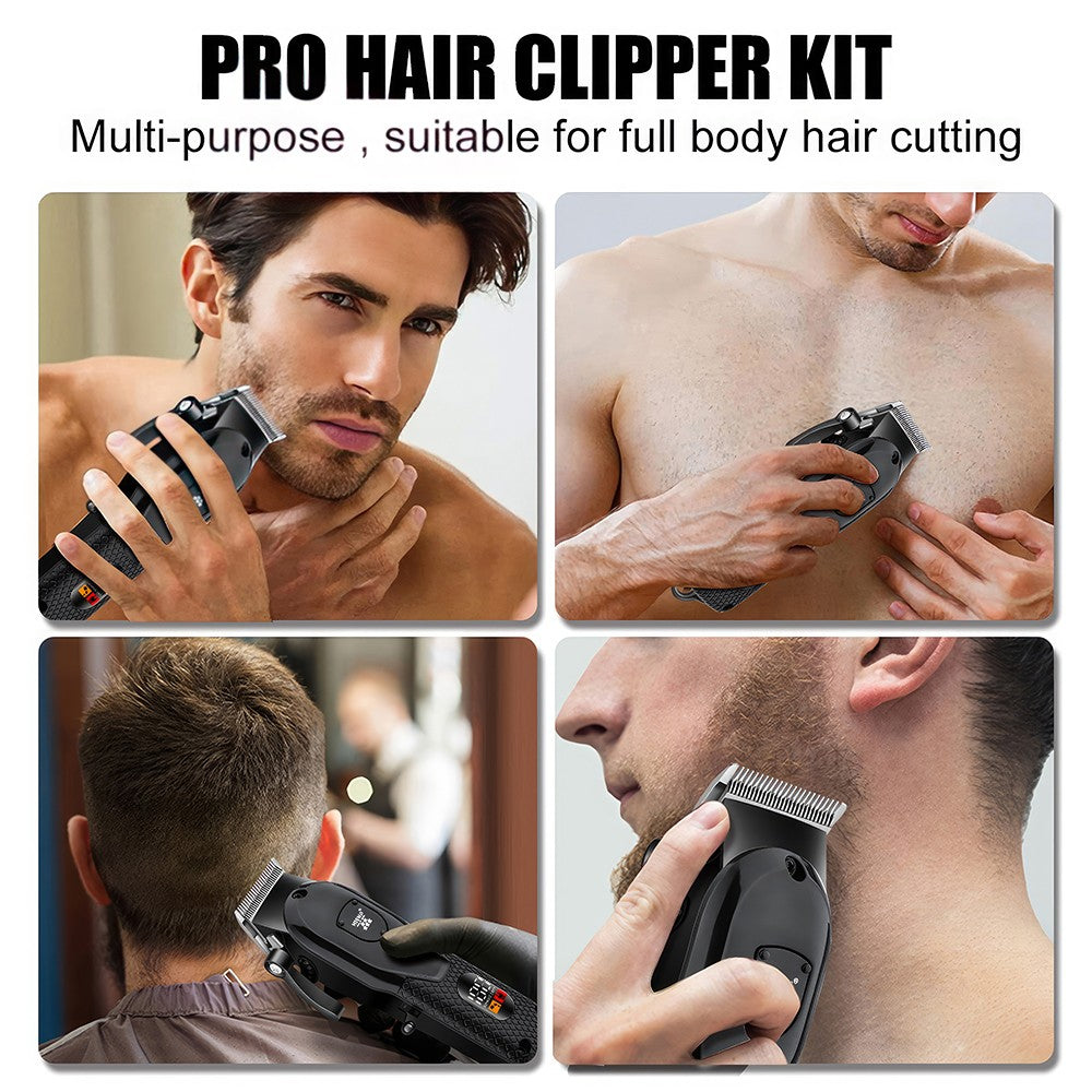Cordless Hair Clipper and Trimmer Set for Men with Adjustable Blade LED Display