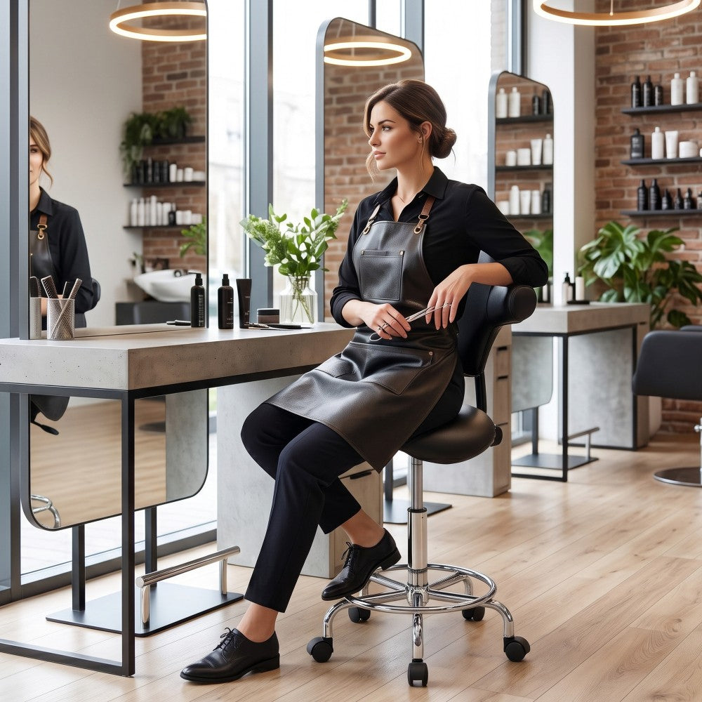 Ergonomic Saddle Stool with Wheels, Adjustable Height, Swivel Seat