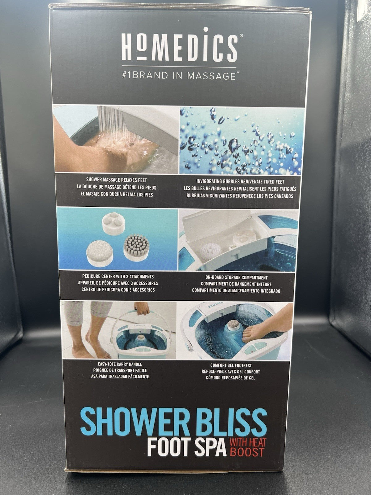 Foot Spa Shower Massager with Water Jets & Heat - Blue/White