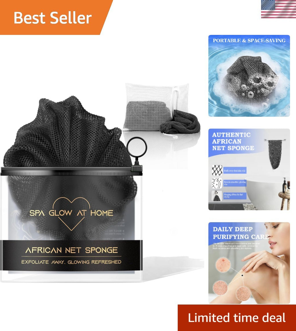 Black African Net Sponge for Exfoliation & Full-Body Shower Spa