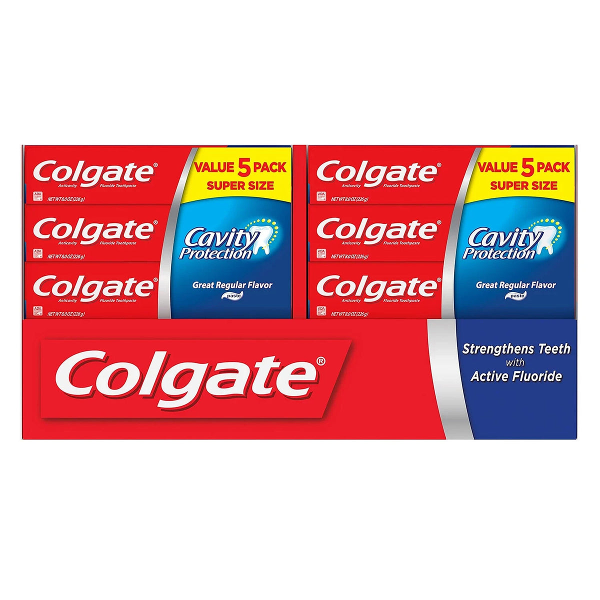 Fluoride Cavity Protection Toothpaste 8 oz - 5 Pack, ADA Approved, Fresh Mint Flavor