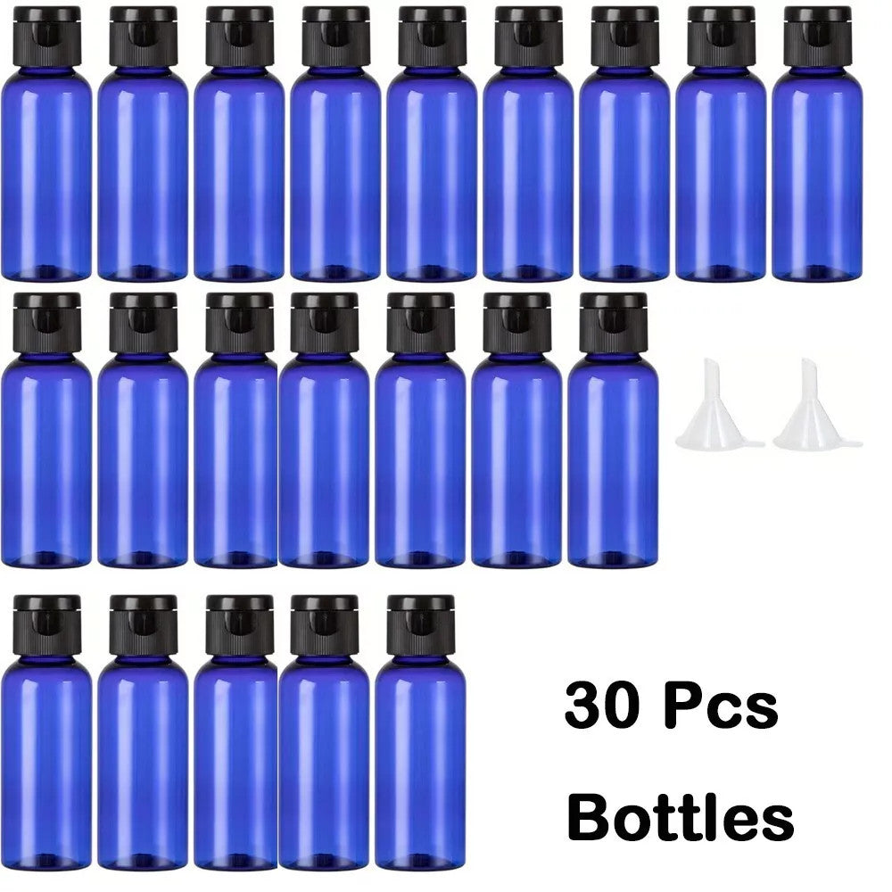 30-Pack 2oz Refillable Travel Bottles with Flip Top Caps - BPA-Free Plastic Containers for Toiletries