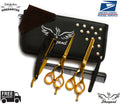 Gold 5.5 Inch Barber Hair Cutting & Thinning Scissors Set with Free Razor & Tweezer
