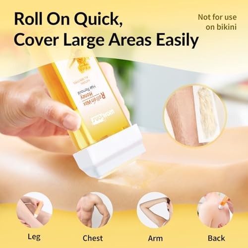Roll-On Wax Refills for Hair Removal - Natural Honey Formula, 4 Pack
