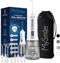 MySmile Cordless Water Flosser Dental Oral Irrigator with 8 Tips 5 Modes White