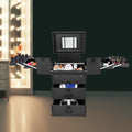 Black Rolling Makeup Train Case with 4 Trays & Mirror, Portable Organizer