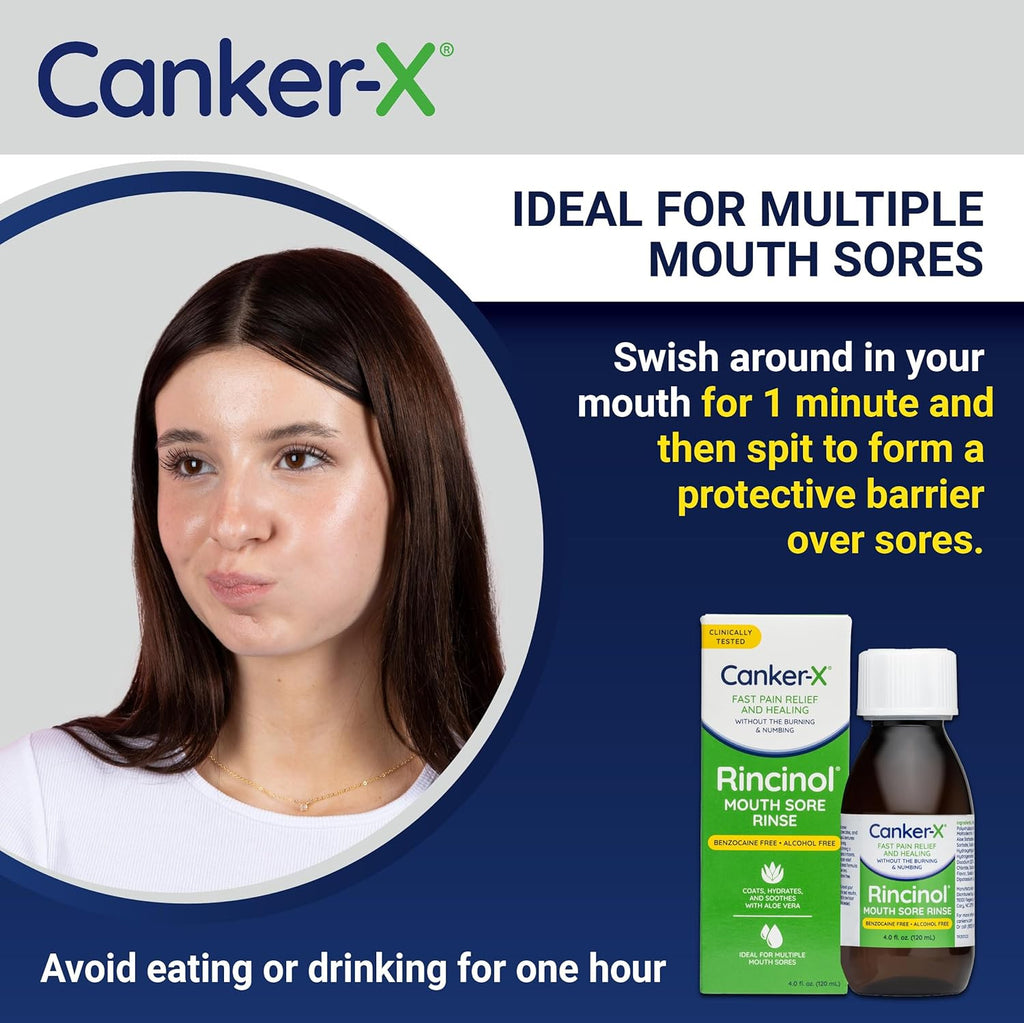 Oral Pain Relief Mouthwash for Canker Sores & Mouth Burns - Benzocaine & Alcohol Free