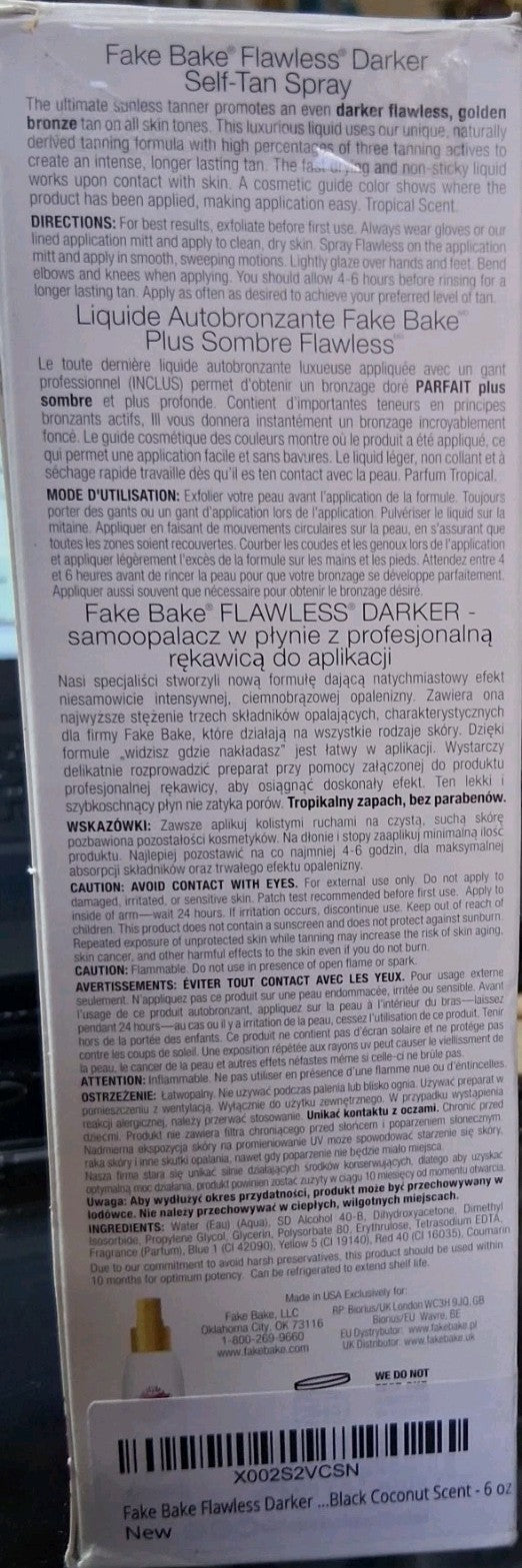 Fake Bake Flawless Darker Self-Tanning Liquid - Long Lasting, Streak-Free, 6 Fl Oz