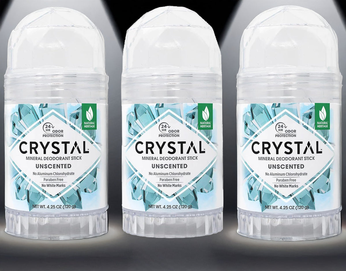 3 Pack Unscented Crystal Deodorant Stick - Paraben Free, 4.25 oz