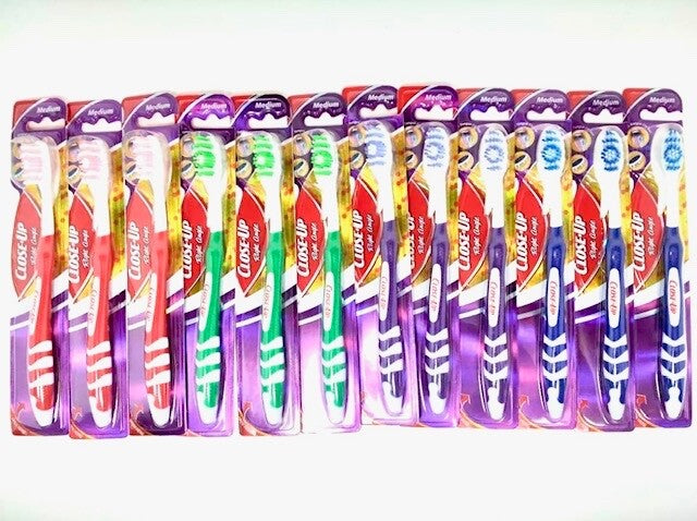 Medium Right Angle Toothbrush with Tongue Scraper 12 Pack - Oral Care