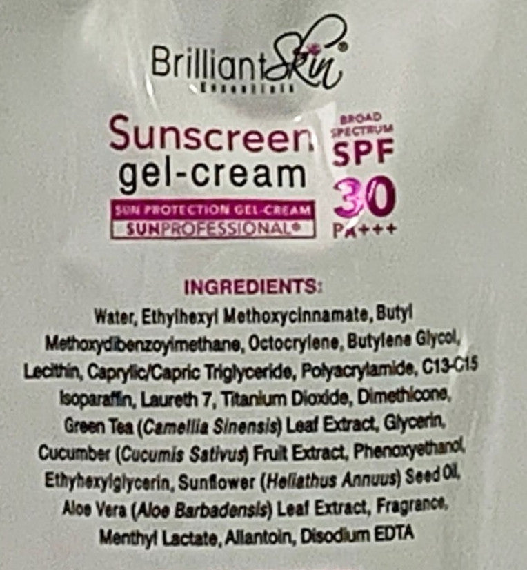 SPF30 Sunscreen Gel-Cream Set - Broad Spectrum Hydrating Face Sunblock, Sachet Pack of 2