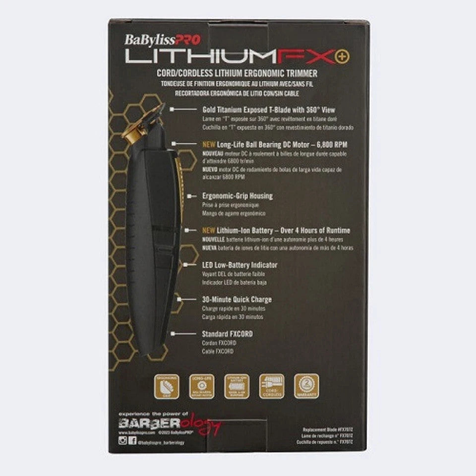 Professional Lithium Cordless & Corded Hair Trimmer with Gold Titanium Blade