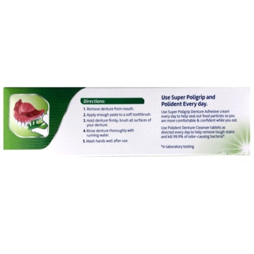 Denture Toothpaste 3.9 Oz - Non-Abrasive Freshens & Kills Bacteria