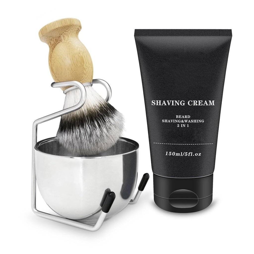 Men's Shaving Kit with Badger Brush, Razor Stand, Soap Bowl & Shaving Cream