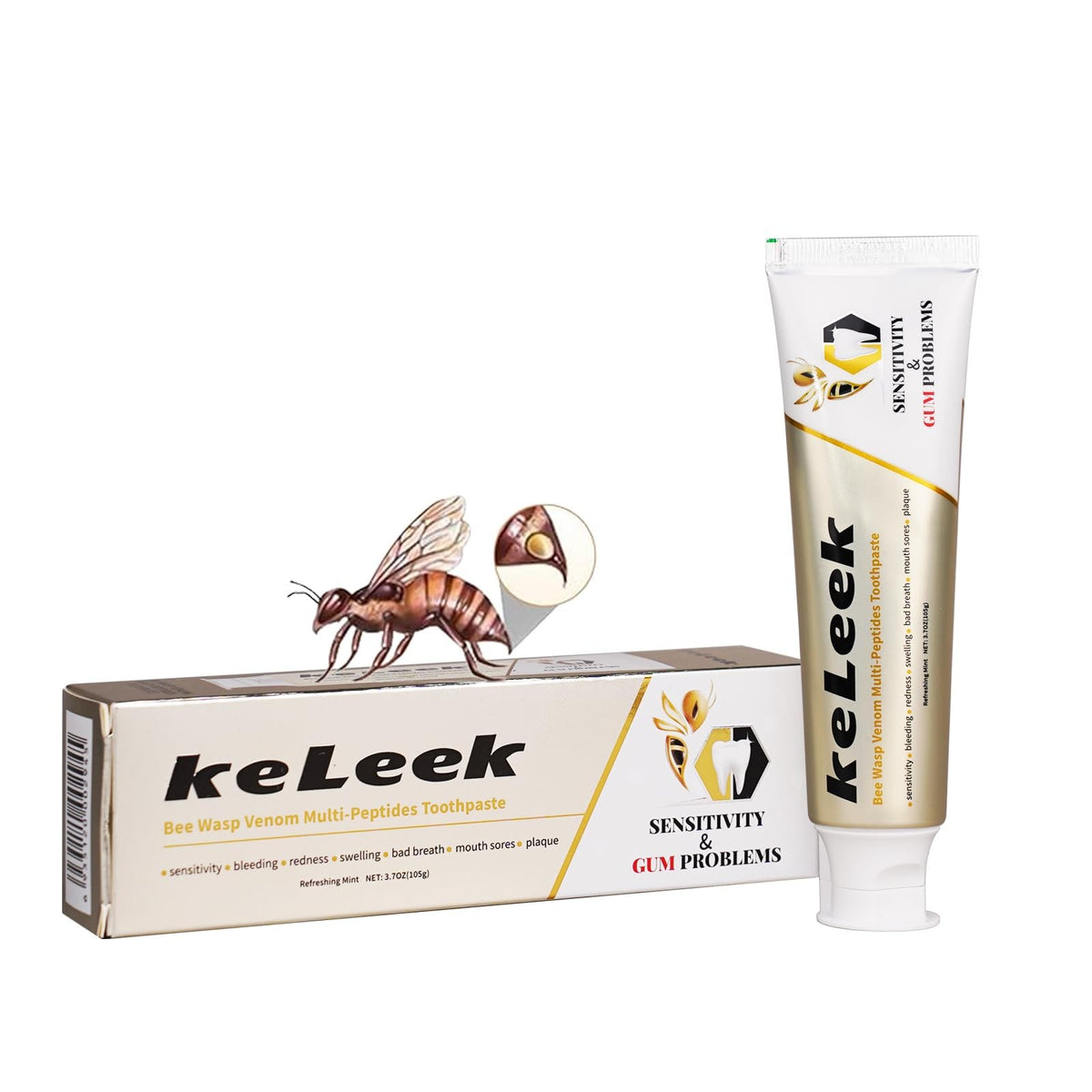 Bee Venom Peptides Toothpaste for Sensitive Gums & Teeth Relief - 3.7oz