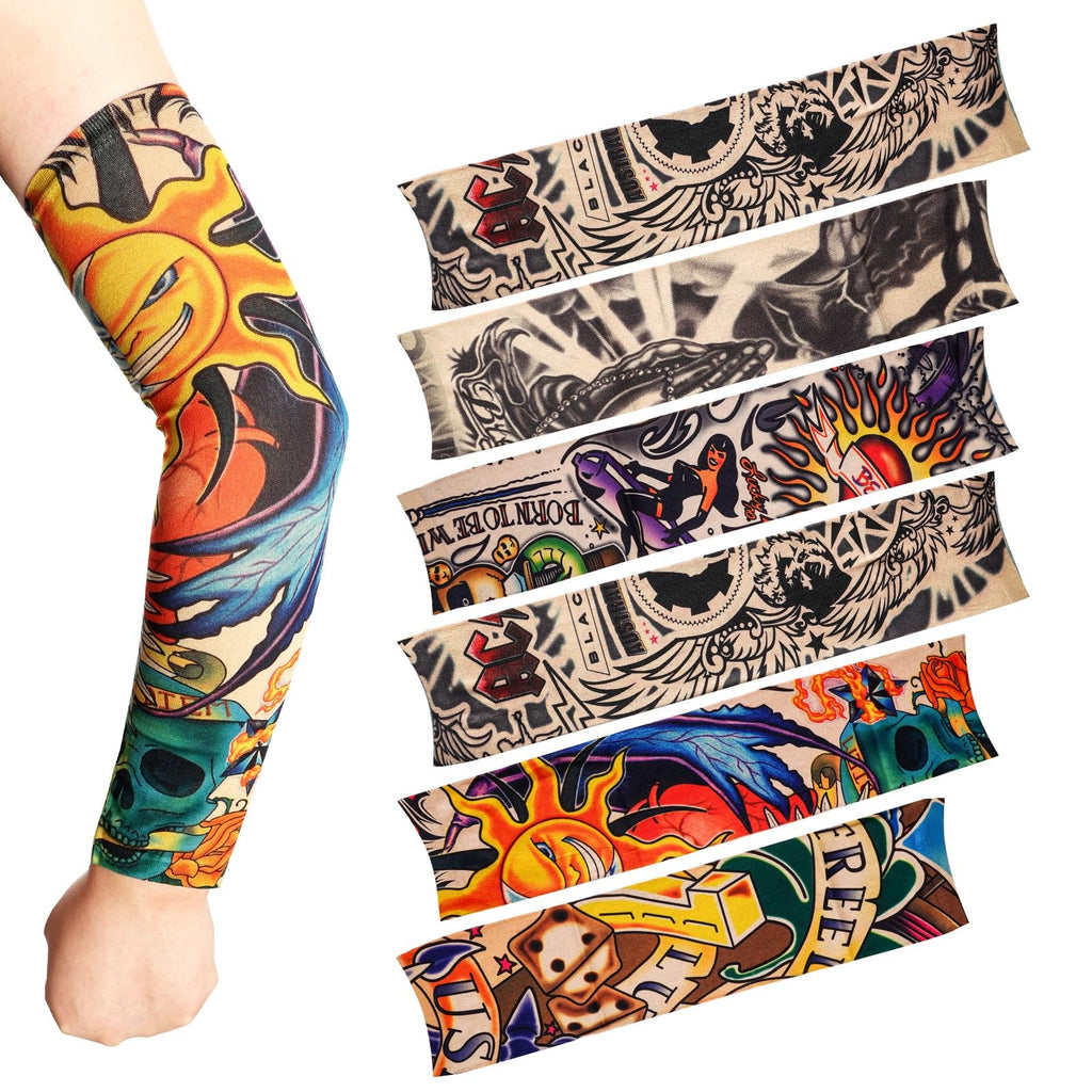18 Pcs Temporary Tattoo Arm Sleeves – Random Pattern Nylon Spandex Sleeves for Men Women