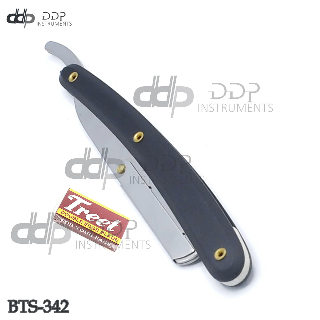 Straight Edge Razor with Black Handle for Barber & Shaving Tools
