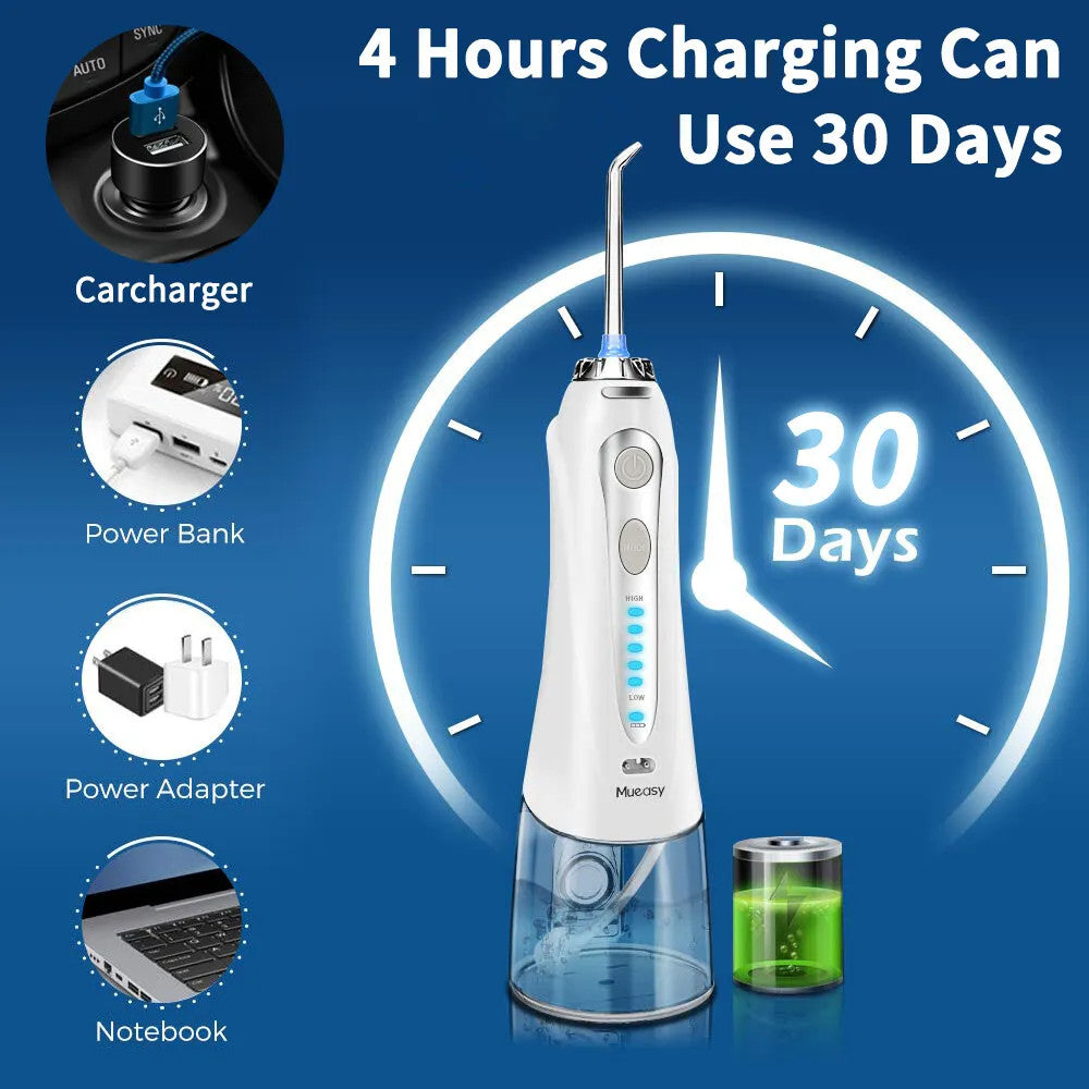 Cordless Water Flosser Dental Oral Irrigator - Rechargeable, 6 Tips, IPX7 Waterproof