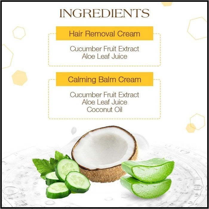 Facial Hair Removal Cream & Calming Balm Set – Gentle Skin Care Duo