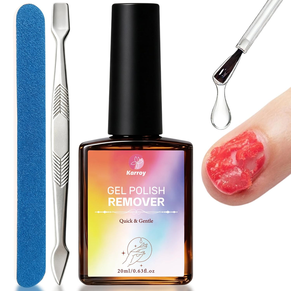 Gel Nail Polish Remover 20ml Pack of 5 - Fast, Safe & Organic Formula