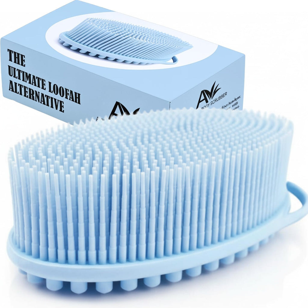 Silicone Body Scrubber Dual Sided Exfoliating Bath Brush - Quick Dry, Reusable