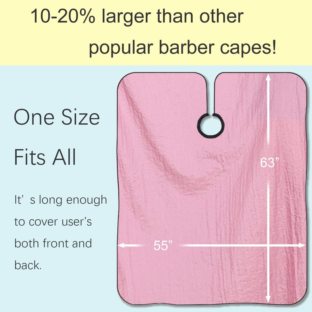 Pink Professional Barber Cape with Adjustable Metal Clip - Waterproof 55x63 Inches